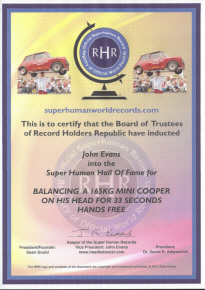 Super Human Certificate John Evans Mini Cooper